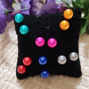 Colorful Pearl Stud Earrings Set